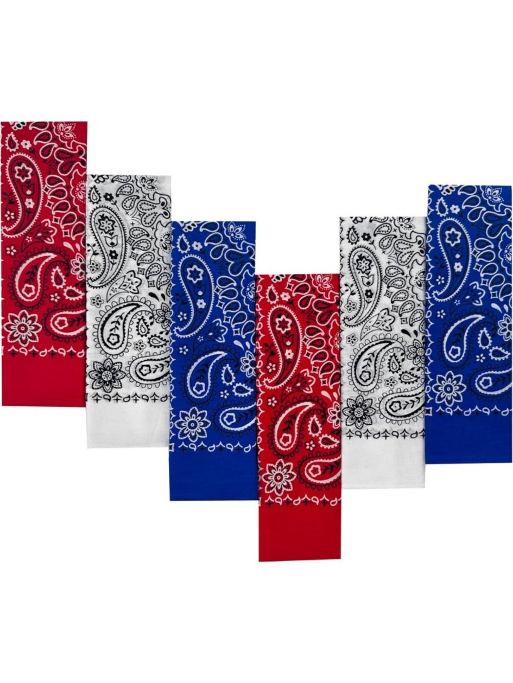 6-Pack Cotton Bandanas Set – 22x22 Inch Paisley Head Wraps for Men & Women, Neck